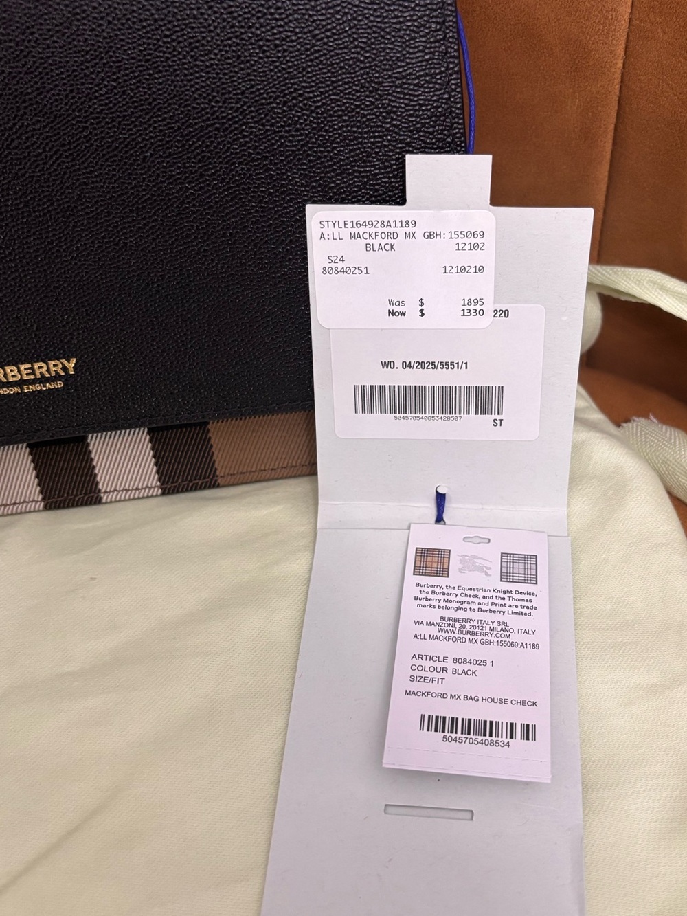 NWT Burberry Mackford MX House Check Leather Shoulder Crossbody Bag - Picture 2 of 13